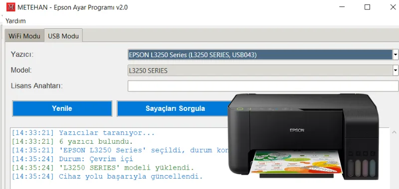 Epson L3050 L3070 Mürekkep Pedi Sıfırlama